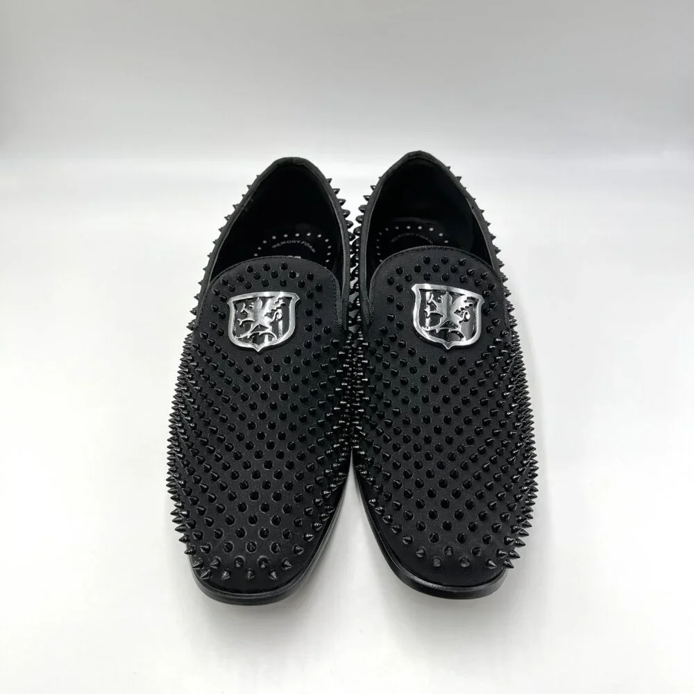 Stacy Adams Mens Size‎ 7.5 7.5M Sabre Black Spiked Studded Slip On Loafers Shoes